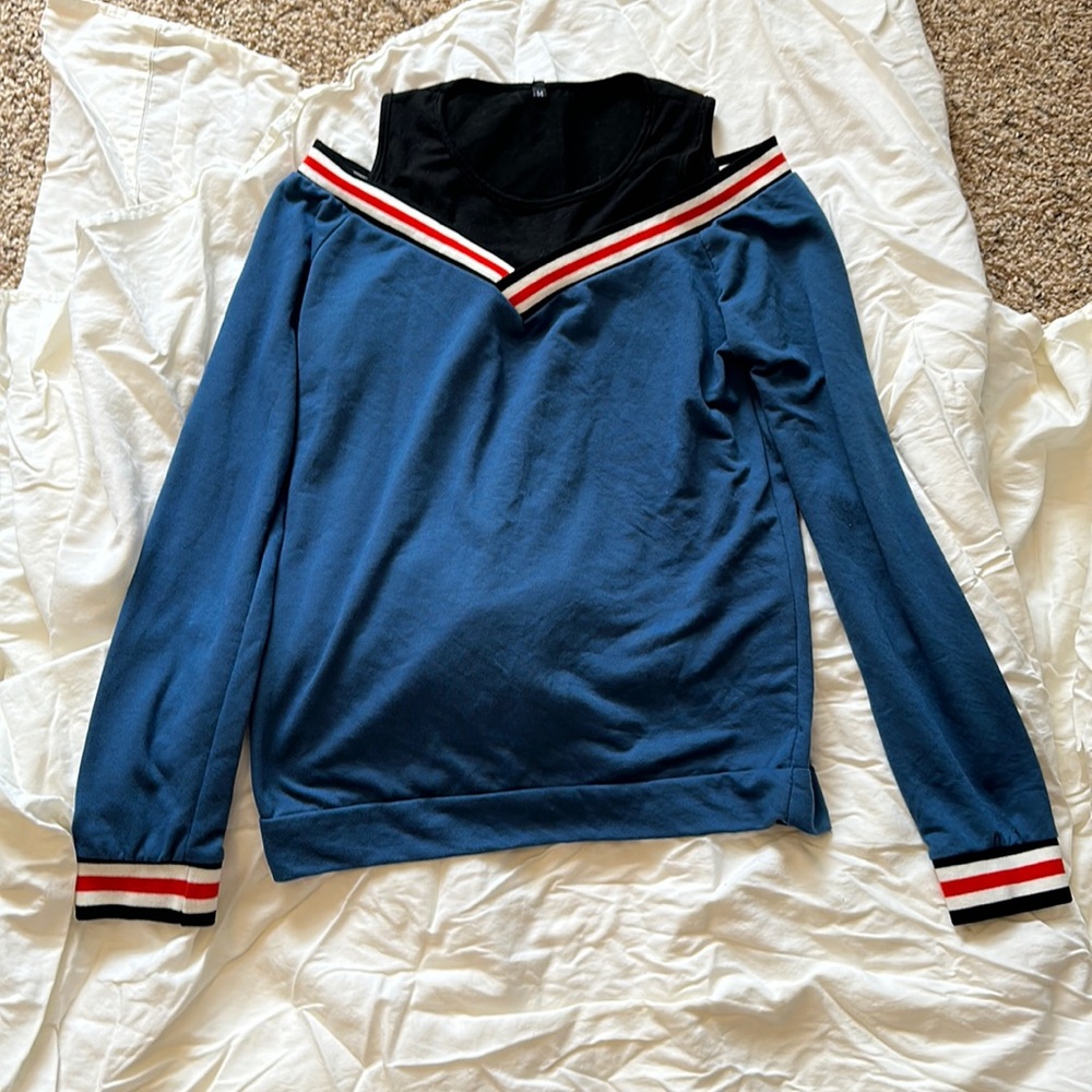 Blue high neck top